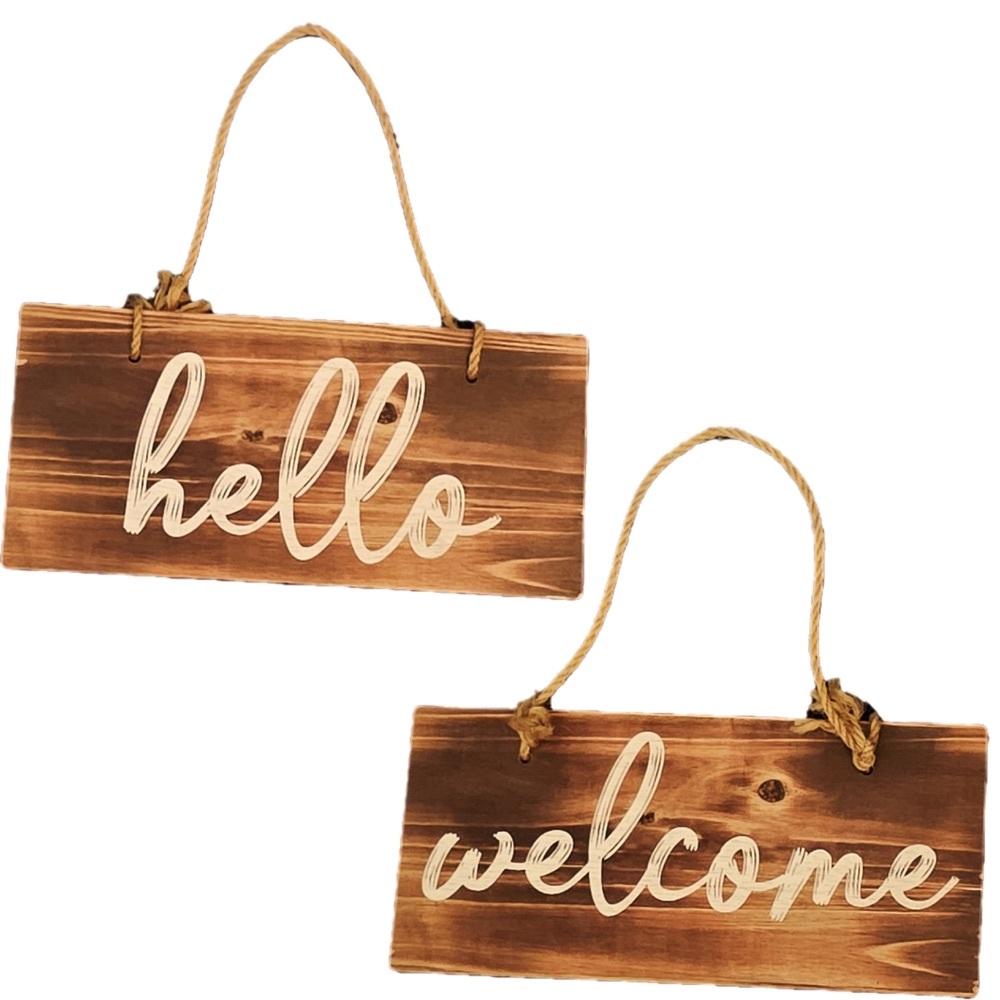 Reversible Wooden Hanging Sign